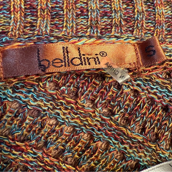 BELLDINI SWEATER CARDIGAN NEW UNWORN LONG SLEEVE BLUE ORANGE MARLED MULTI SIZE S - Picture 9 of 9